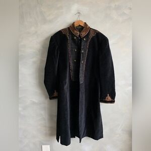 J. Junais Janshed Mens S Black Cotton Sherwani Coat Jacket
